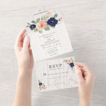 Casamento Floral Rustic Country Marinho Blue and P