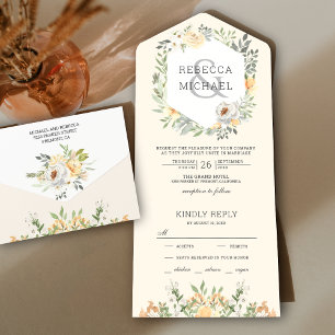Casamento Floral Rustic Cream Soft Watercolor Peac