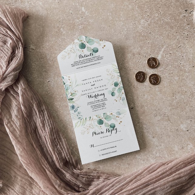 Casamento Floral Rustic Eucalyptus Dourado (Criador carregado)