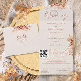 Casamento Floral Rústico de Outono com Código QR