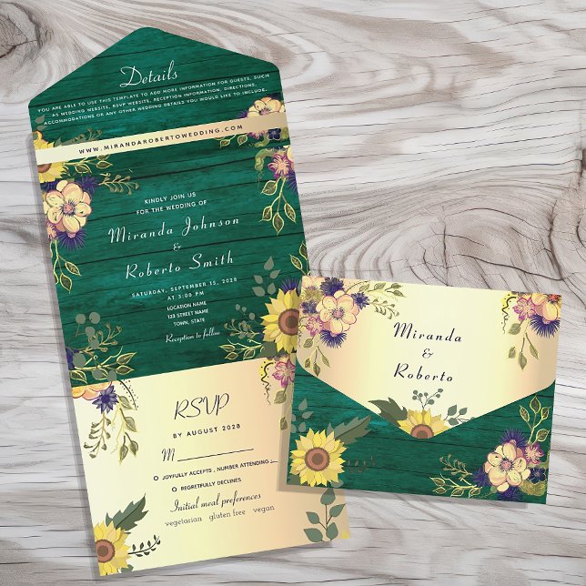 Casamento Floral Rústico Esmeralda Verde (Criador carregado)