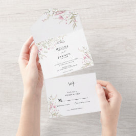Casamento Floral Selvagem Rosa Elegante