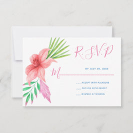 Casamento floral tropical do Havaí, rosa, rsvp