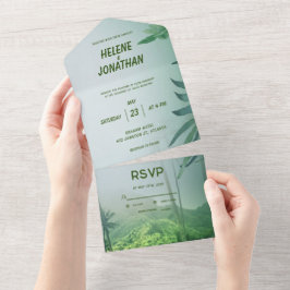 Casamento Floral Tropical Palm Tree Green Beach