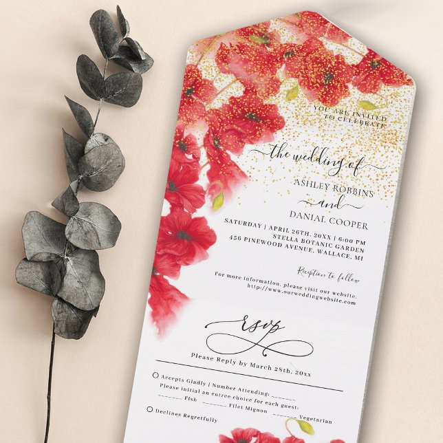 Casamento Floral Tudo Em Um Convite (Criador carregado)