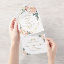 Casamento Floral Verde Com Pêssego Dourado Com Chi