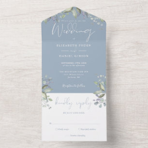 Casamento Floral Verde Elegante Rascunho Azul Poei