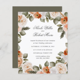 Casamento floral verde MOSS de marfim de laranja q