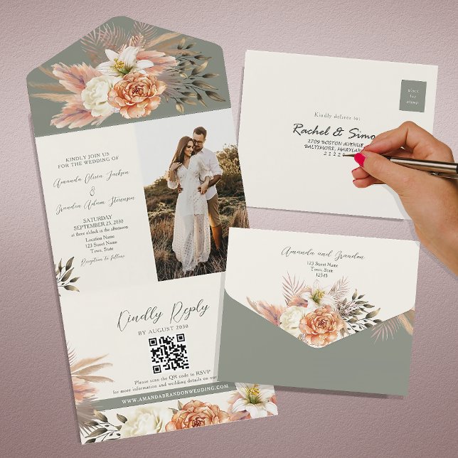 Casamento Floral Verde Musgo Boho Rústico (Criador carregado)