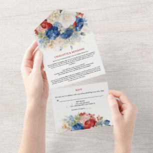 Casamento Floral Vermelho e Azul em 4 de julho