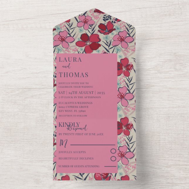 Casamento Floral Vermelho e Rosa Moderno (Interno)