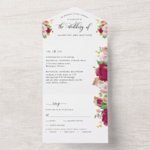 Casamento Floral Vermelho Elegante com RSVP Perfur
