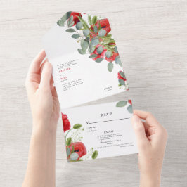 Casamento Floral Vermelho Eucalyptus Vibrante