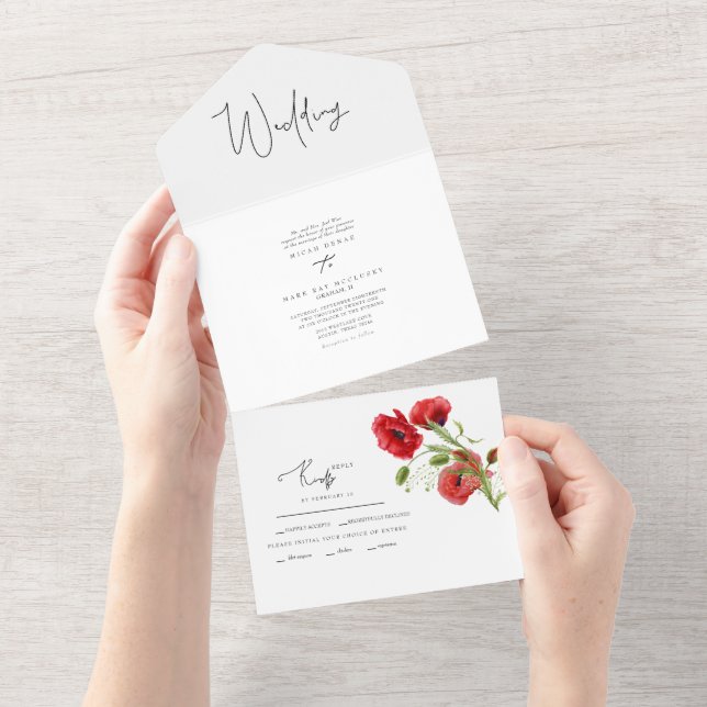 Casamento Floral Vermelho Simples de Inverno II (Aba destacável)
