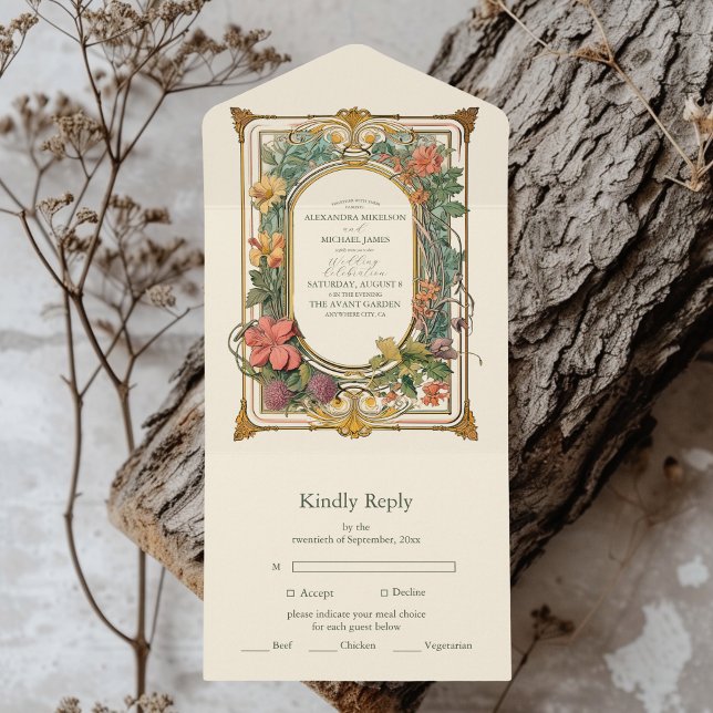Casamento Floral Vintage Art Nouveau (Criador carregado)