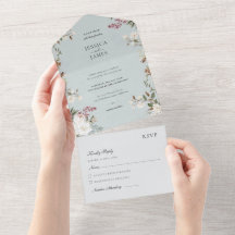 Casamento Floral Vintage Elegante Verde Menta