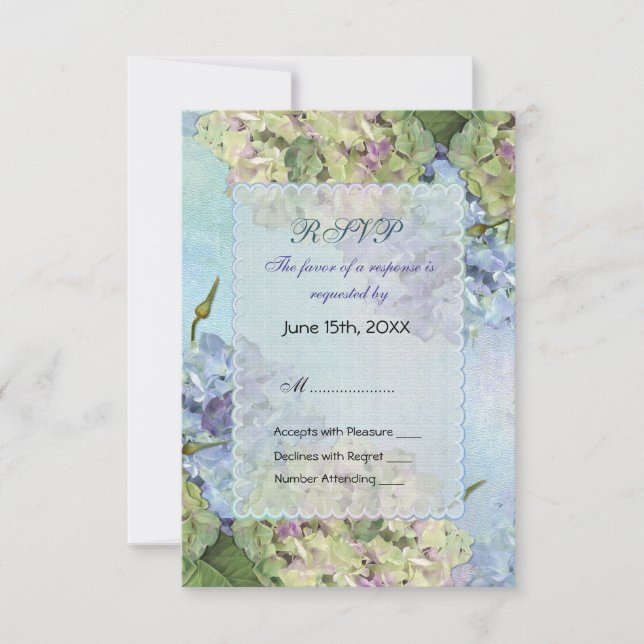 Casamento Floral Watercolor Hydrangea - RSVP (Frente)