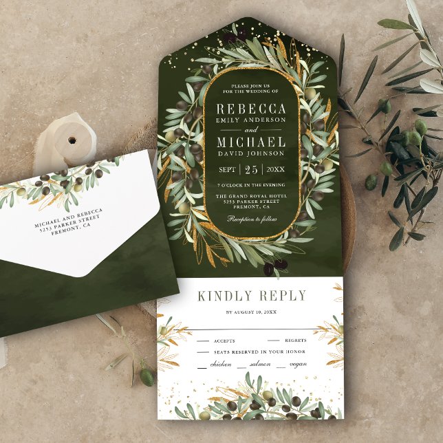 Casamento Folhas de Oliveira Douradas Verde Sálvia (Criador carregado)