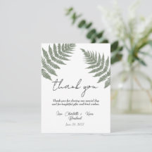 Casamento Forest Green Ferns Agradecimento 