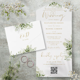 Casamento Formal Código QR de Floral Verde