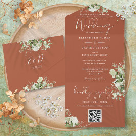Casamento Formal Código QR Floral Terracota
