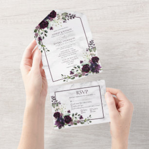 Casamento Formal Com Aquarela De Flores Roxas
