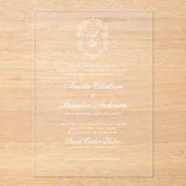 Casamento Formal de Monograma Floral Branco