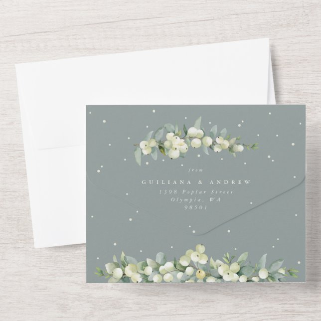 Casamento Formal de Seafoam/Cream Snowberry+Eucali (Verso)