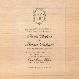 Casamento Formal do Monograma Floral Branco e Pret