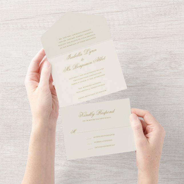 Casamento Formal Tradicional de Marfim Elegante (Aba destacável)