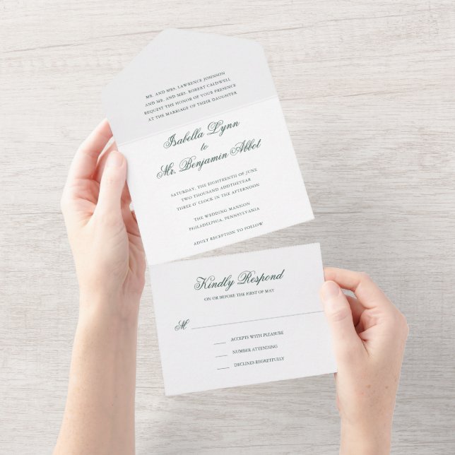 Casamento Formal Tradicional Floresta Verde Elegan (Aba destacável)