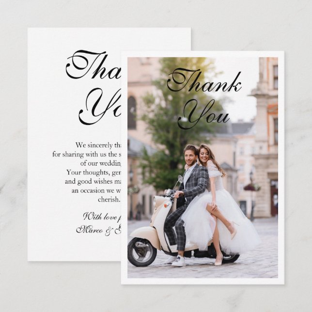 Casamento Foto de Agradecimento Moderno Simples El (Frente/Verso)