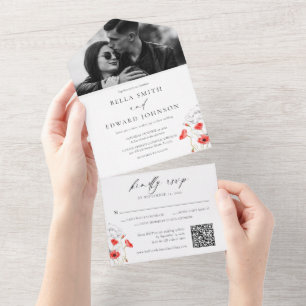 Casamento Fotográfico das Flores Vermelhas Chic Po
