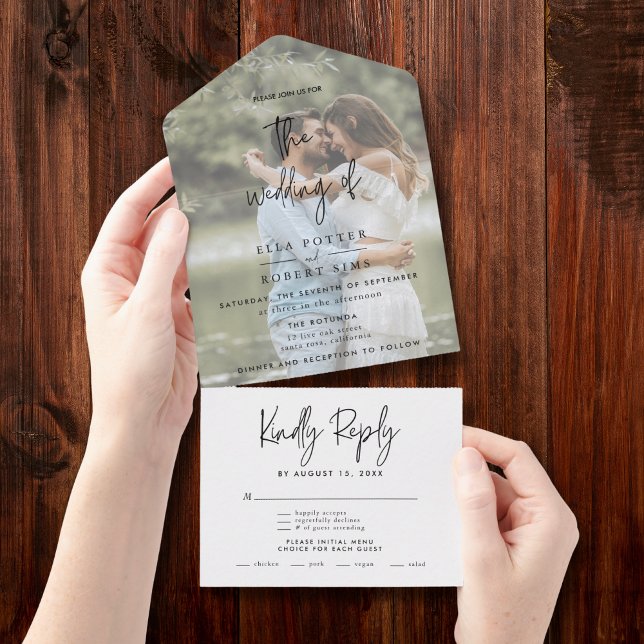 Casamento Fotográfico Moderno (Modern photo all in one invitation shares your story with style for your wedding celebration)