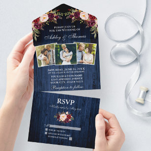Casamento Fotográfico Rustic Burgundy Floral Blue