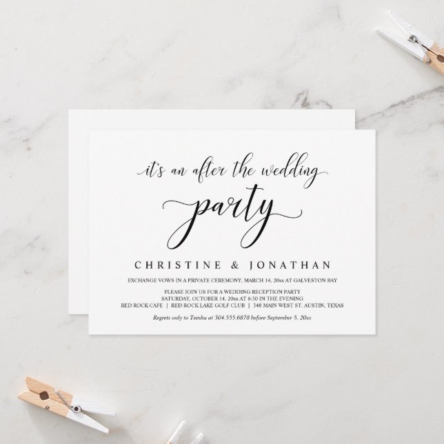 Casamento Fuga, Convite para Festa de Recepção Ele (Frente/Verso In Situ)
