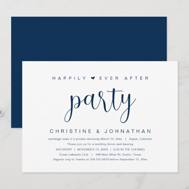 Casamento Fuga, Convite para Festa Feliz para Semp (Frente/Verso)