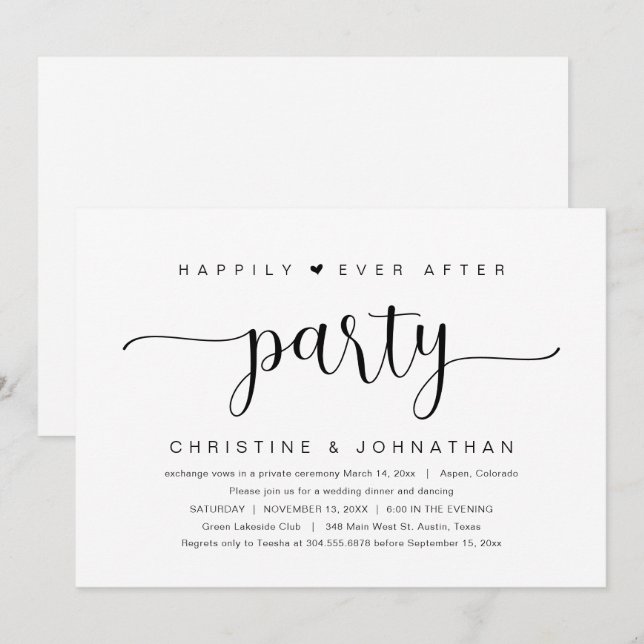 Casamento Fuga, Convite para Festa Feliz para Semp (Frente/Verso)