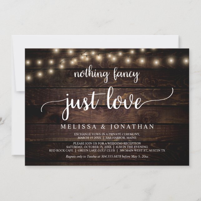 Casamento Fuga, Nada Chique Apenas Amor Convite (Frente)