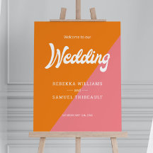Casamento Funky Orange e Pink Retro Color Block