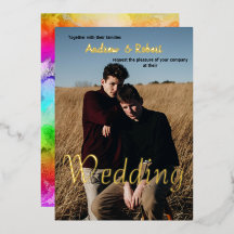 Casamento gay com foto personalizada e arco-íris a