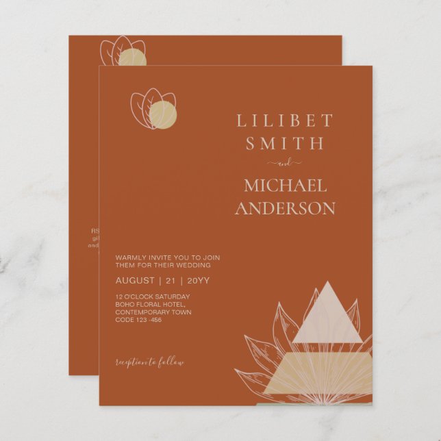 Casamento Geométrico abstrato Japandi Escandinavo (Frente/Verso)