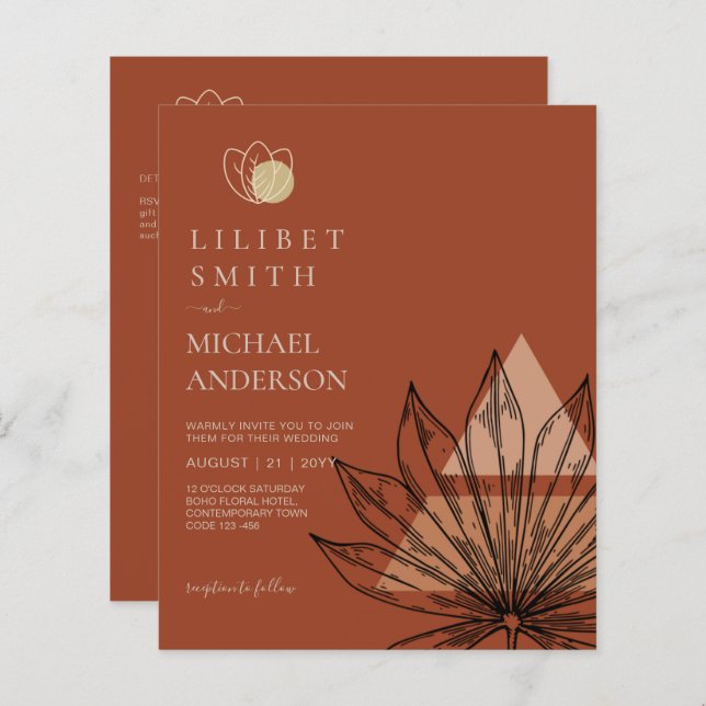 Casamento Geométrico abstrato Japandi Escandinavo (Frente/Verso)