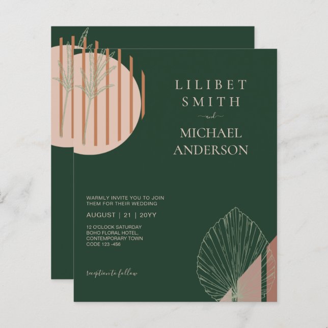 Casamento Geométrico abstrato Japandi Escandinavo (Frente/Verso)