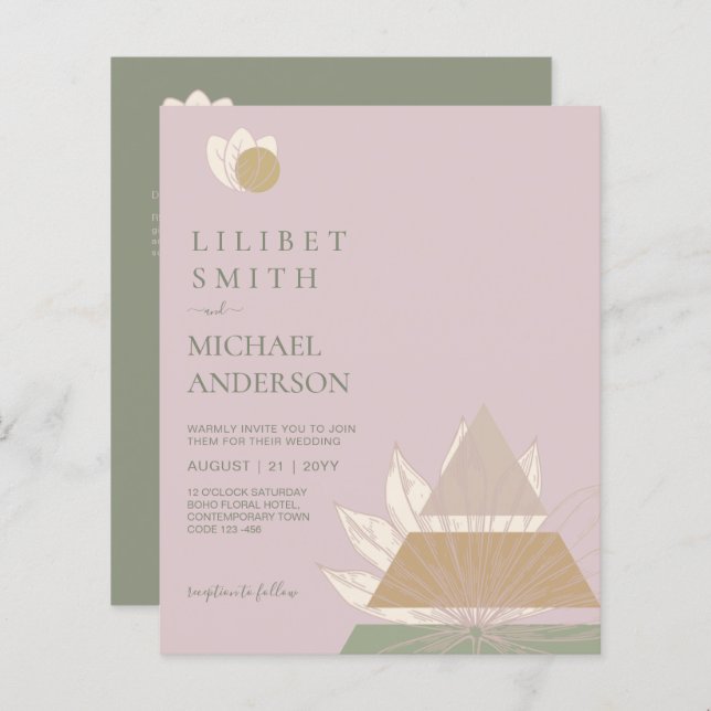 Casamento Geométrico abstrato Japandi Escandinavo (Frente/Verso)