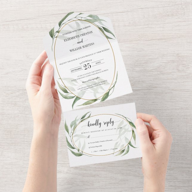 Casamento Geométrico de Foliage Greenery com RSVP (Tearaway)