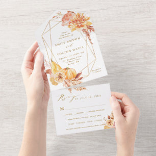 Casamento Geométrico de Pumpkin Floral Rustic Fal