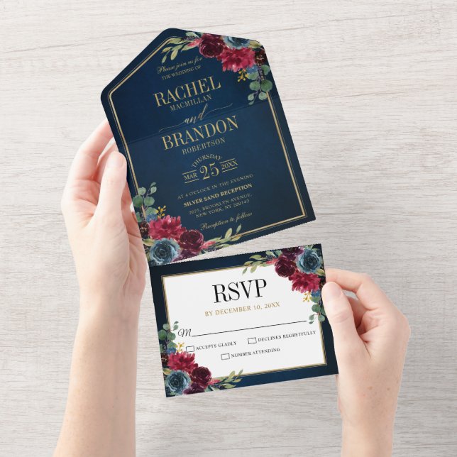 Casamento Geométrico Dourado com Blush Azul-marinh (Tearaway)