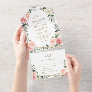 Casamento Geométrico Dourado Rosa Esbranquiçado