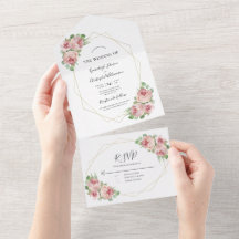 Casamento Geométrico Dusty Pink Watercolor